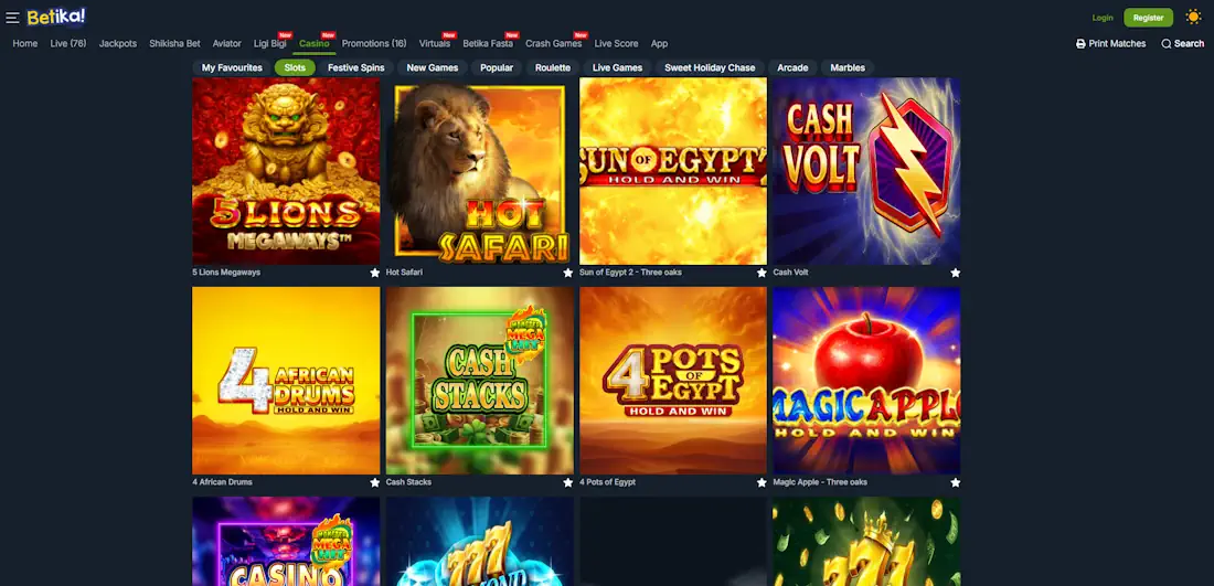 Betika Casino Slots Screenshot